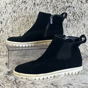 Blondo Womens Florette Booties Waterproof Black Suede Chelsea Boots Zip Size 9.5